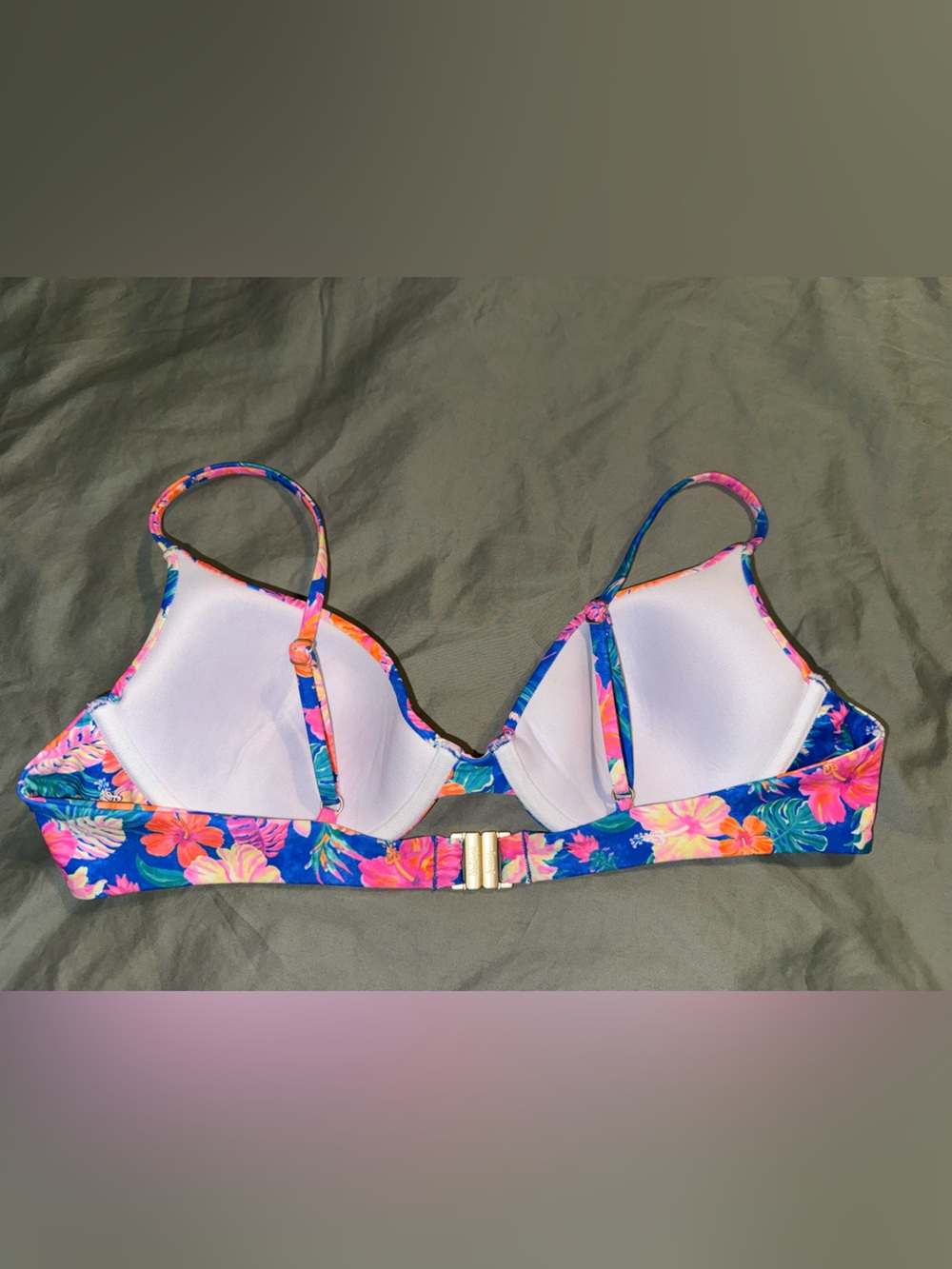 Kulani Kinis Floral Electric Palms Underwire Bralette Bikini Top - size xl - Picture 6 of 10